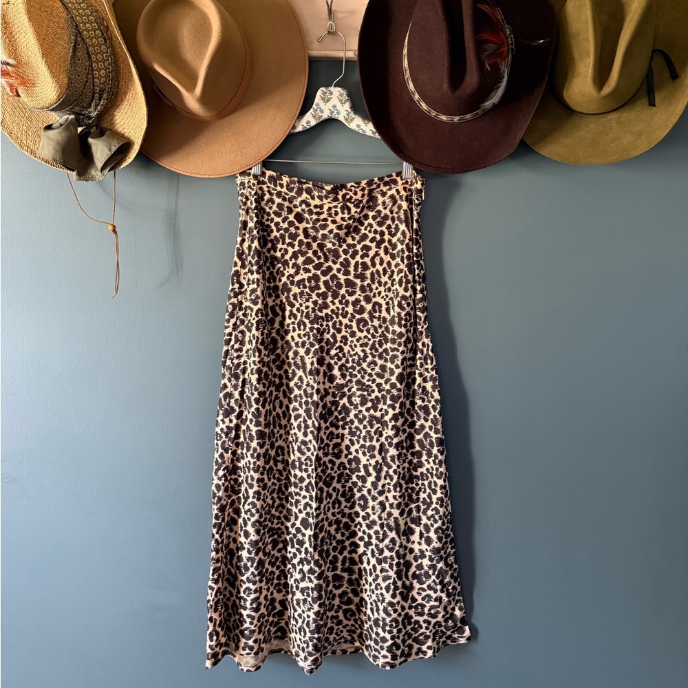 Anthropologie Silk Leopard Midi Skirt sz 4